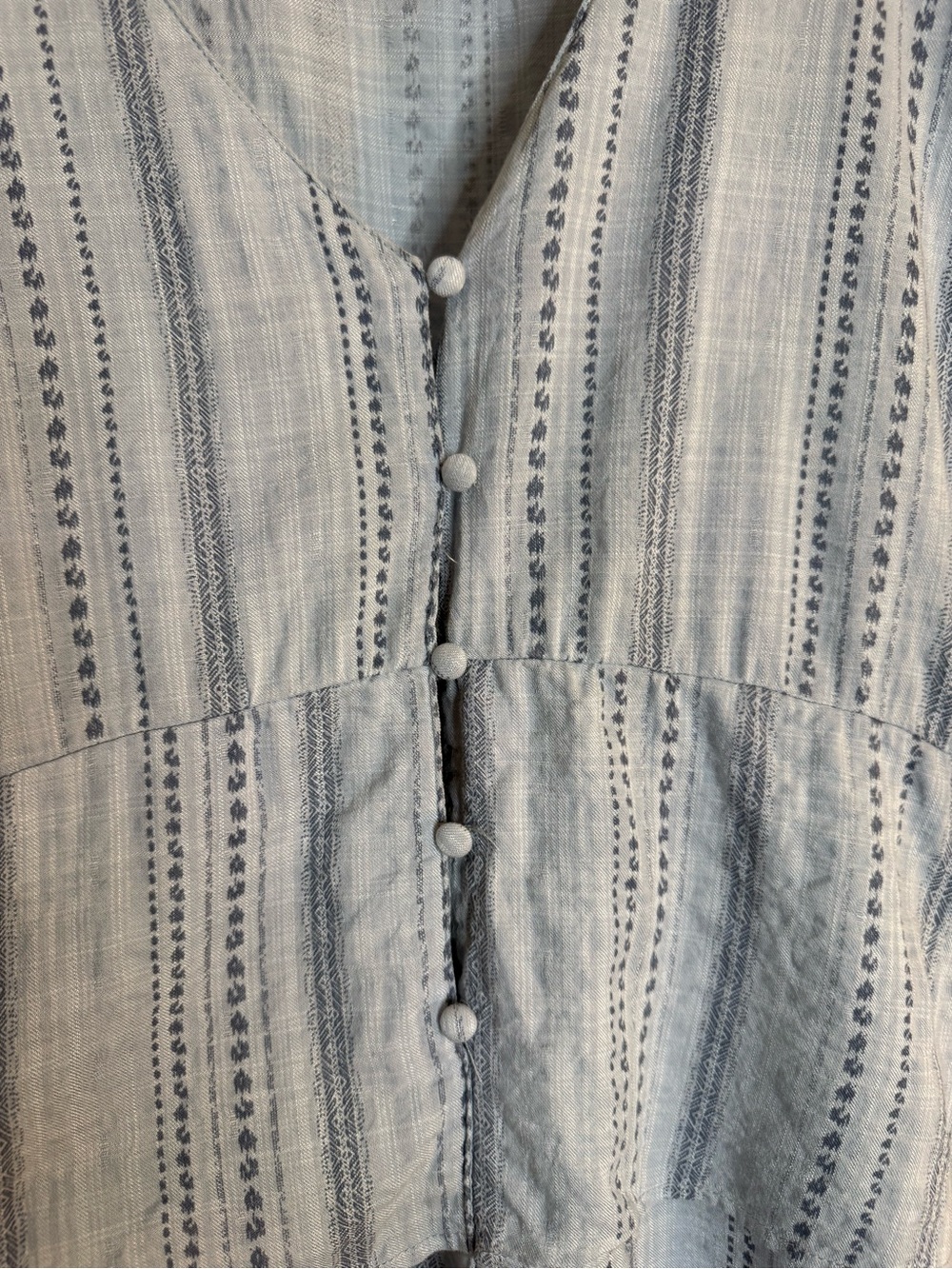 Threadgrit Blue Striped Button-Front V-Neck Top Blouse Size XL - Picture 4 of 6